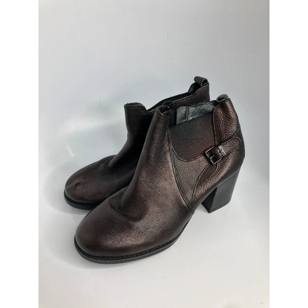 Bussola Dawson Drake Boots Womens 39 Copper Metallic Leather Block Heel Buckle